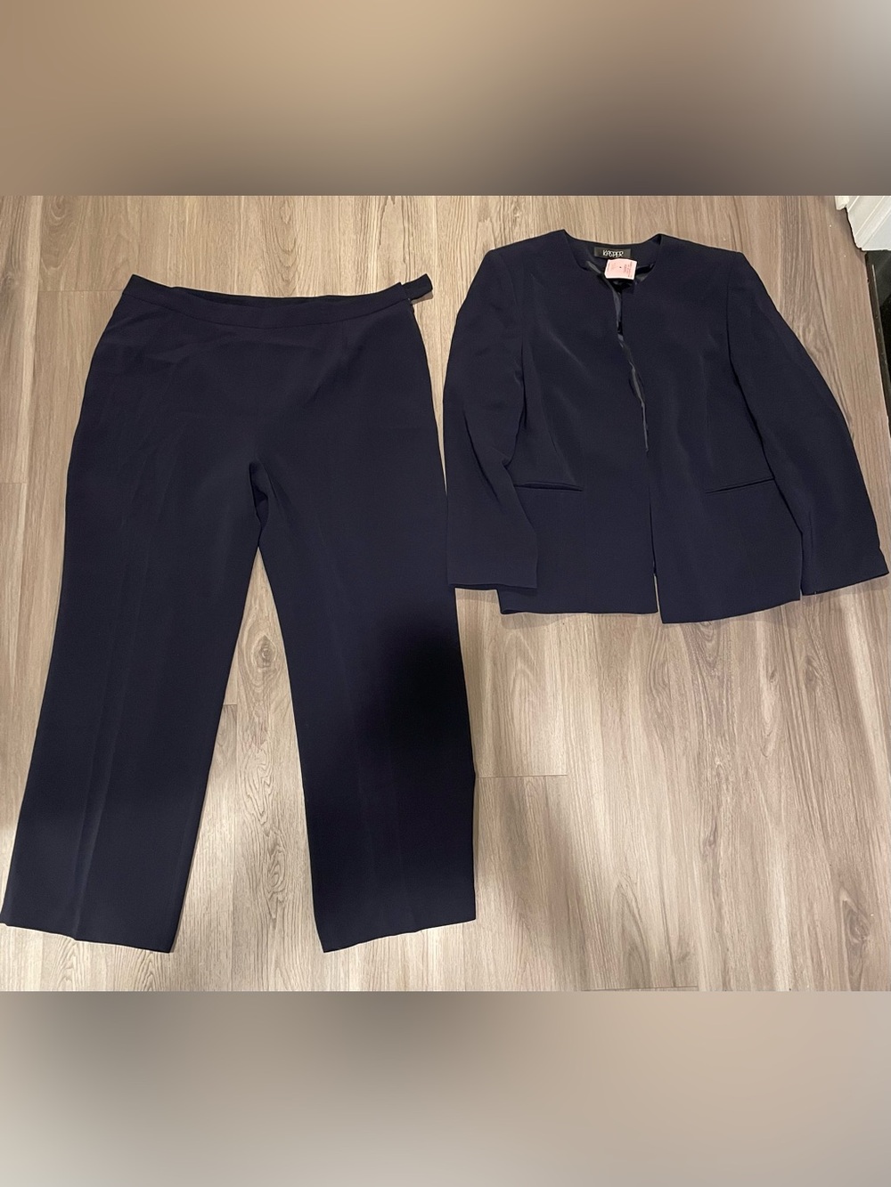 Women's Kasper Navy Pant and Jacket Business Set — Size 18
